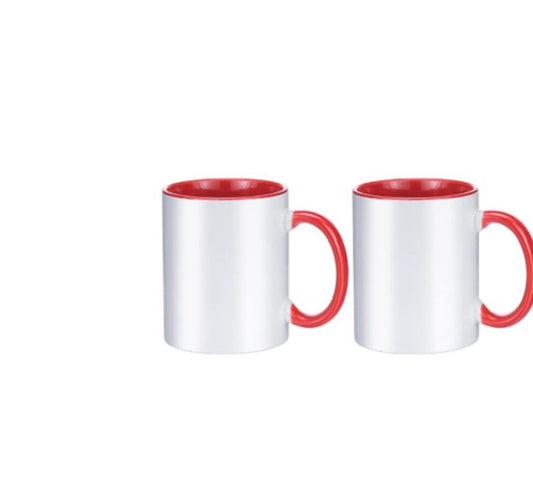 Red and white mug